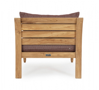 Кресло деревянное с подушками Garden Relax Karuba тик, олефин натуральный, винный Фото 4