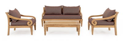 Кресло деревянное с подушками Garden Relax Karuba тик, олефин натуральный, винный Фото 6