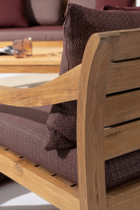 Кресло деревянное с подушками Garden Relax Karuba тик, олефин натуральный, винный Фото 7
