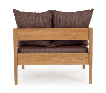 Кресло деревянное с подушками Garden Relax Kobo тик, олефин натуральный, винный Фото 4