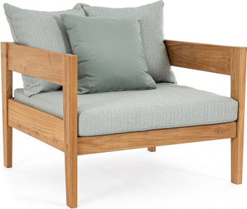 Кресло деревянное с подушками Garden Relax Kobo тик, олефин натуральный, светло-зеленый Фото 1