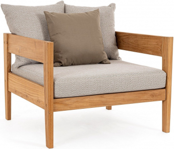 Кресло деревянное с подушками Garden Relax Kobo тик, олефин натуральный, бежевый Фото 1