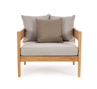 Кресло деревянное с подушками Garden Relax Kobo тик, олефин натуральный, бежевый Фото 2