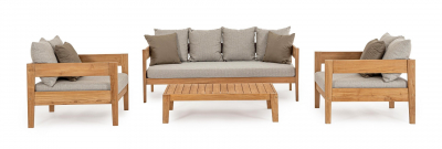 Кресло деревянное с подушками Garden Relax Kobo тик, олефин натуральный, бежевый Фото 6
