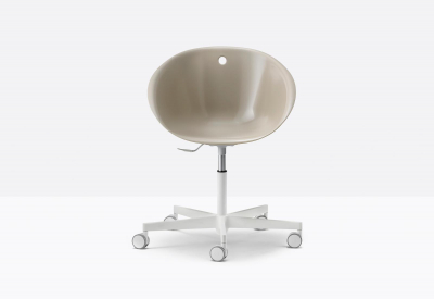 Кресло офисное пластиковое PEDRALI Gliss сталь, технополимер белый, песочный Фото 4