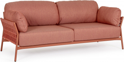 Диван плетеный с подушками Garden Relax Pardis алюминий, олефин розово-красный Фото 1
