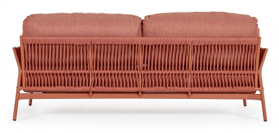 Диван плетеный с подушками Garden Relax Pardis алюминий, олефин розово-красный Фото 3