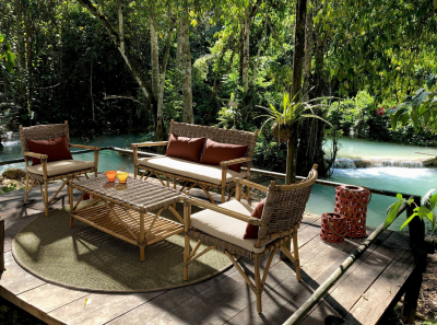Диван плетеный с подушками Garden Relax Tarifa натуральный ротанг, ткань натуральный, бежевый Фото 6