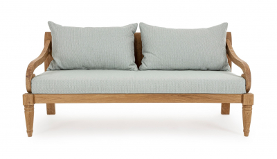 Диван деревянный с подушками Garden Relax Karuba тик, олефин натуральный, светло-зеленый Фото 2