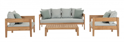 Диван деревянный с подушками Garden Relax Kobo тик, олефин натуральный, светло-зеленый Фото 4