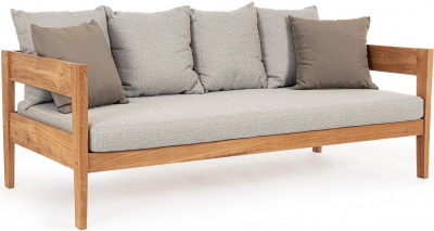 Диван деревянный с подушками Garden Relax Kobo тик, олефин натуральный, бежевый Фото 1