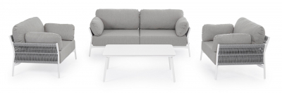 Кресло плетеное с подушками Garden Relax Pardis алюминий, роуп, олефин белый, серый Фото 7