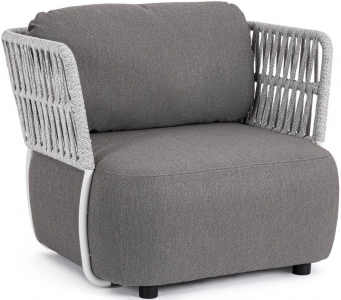 Кресло плетеное с подушками Garden Relax Palmer алюминий, роуп, акрил белый, серый Фото 1