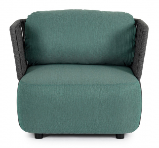 Кресло плетеное с подушками Garden Relax Palmer алюминий, роуп, акрил антрацит, зеленый Фото 2