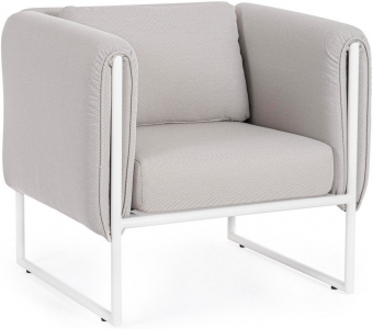 Кресло металлическое мягкое Garden Relax Pixel алюминий, олефин белый, серый Фото 1