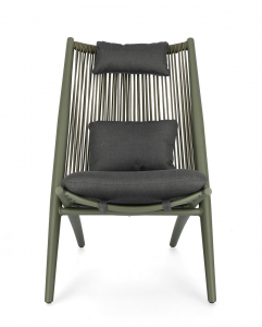 Лаунж-стул плетеный с подушками Garden Relax Aloha алюминий, роуп, полиэстер зеленый, темно-серый Фото 3