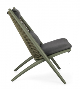 Лаунж-стул плетеный с подушками Garden Relax Aloha алюминий, роуп, полиэстер зеленый, темно-серый Фото 5