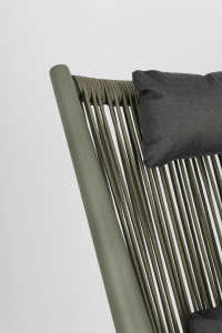 Лаунж-стул плетеный с подушками Garden Relax Aloha алюминий, роуп, полиэстер зеленый, темно-серый Фото 8