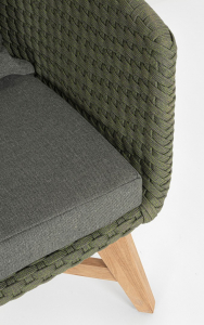 Кресло плетеное с подушкой Garden Relax Coachella тик, роуп, олефин натуральный, зеленый Фото 8