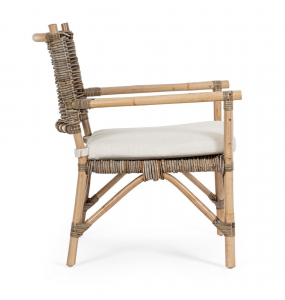 Кресло плетеное с подушкой Garden Relax Tarifa натуральный ротанг, ткань натуральный, бежевый Фото 2