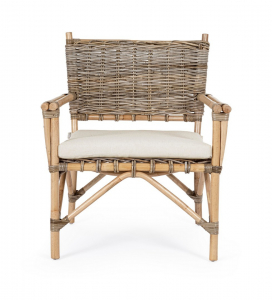 Кресло плетеное с подушкой Garden Relax Tarifa натуральный ротанг, ткань натуральный, бежевый Фото 3