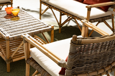 Кресло плетеное с подушкой Garden Relax Tarifa натуральный ротанг, ткань натуральный, бежевый Фото 9