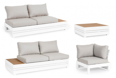 Комплект лаунж мебели Garden Relax Osten алюминий, ДПК, полиэстер белый, серый Фото 2