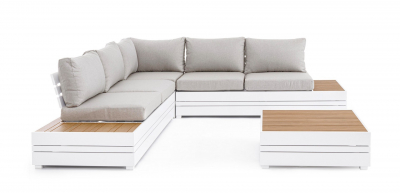 Комплект лаунж мебели Garden Relax Osten алюминий, ДПК, полиэстер белый, серый Фото 3