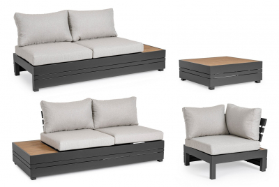 Комплект лаунж мебели Garden Relax Osten алюминий, ДПК, полиэстер антрацит, серый Фото 2