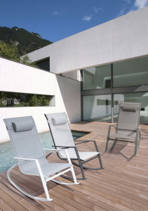 Кресло-качалка металлическое Garden Relax Demid сталь, текстилен белый, серый Фото 6