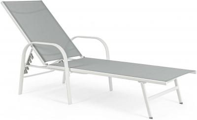 Шезлонг-лежак металлический Garden Relax Arent сталь, текстилен белый, серый Фото 1