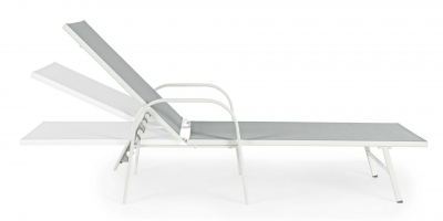 Шезлонг-лежак металлический Garden Relax Arent сталь, текстилен белый, серый Фото 3