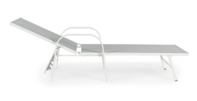 Шезлонг-лежак металлический Garden Relax Arent сталь, текстилен белый, серый Фото 5