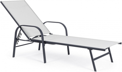 Шезлонг-лежак металлический Garden Relax Arent сталь, текстилен антрацит, светло-серый Фото 1