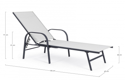 Шезлонг-лежак металлический Garden Relax Arent сталь, текстилен антрацит, светло-серый Фото 2