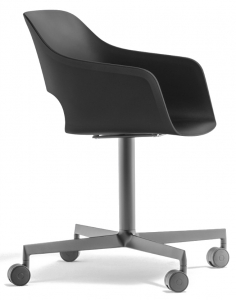Кресло офисное на колесах PEDRALI Babila сталь, алюминий, стеклопластик черный Фото 1