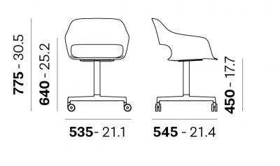 Кресло офисное на колесах PEDRALI Babila сталь, алюминий, стеклопластик серый Фото 2