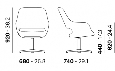 Кресло мягкое вращающееся PEDRALI Babila Comfort сталь, алюминий, ткань Фото 2