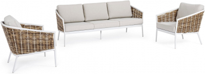 Комплект плетеной мебели Garden Relax Maribela алюминий, искусственный ротанг, ткань белый, бежевый Фото 1