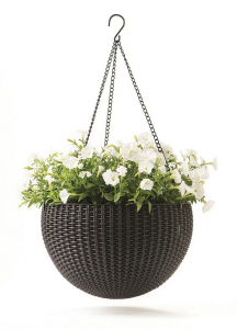Кашпо пластиковое подвесное Keter Hanging Sphere Flowerpots пластик с имитацией плетения коричневый Фото 1