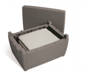 Комплект пластиковой мебели Keter Corona set with cushion box пластик с имитацией плетения капучино, песочный Фото 4