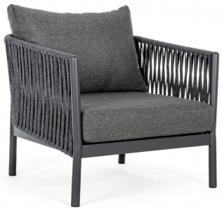 Кресло плетеное с подушкой Garden Relax Florencia алюминий, роуп, олефин антрацит Фото 1