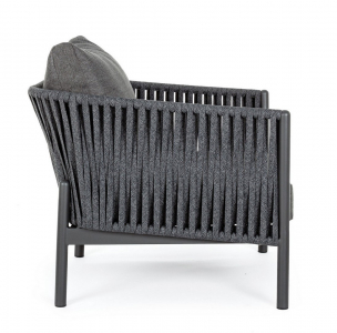 Кресло плетеное с подушкой Garden Relax Florencia алюминий, роуп, олефин антрацит Фото 3