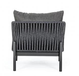 Кресло плетеное с подушкой Garden Relax Florencia алюминий, роуп, олефин антрацит Фото 5