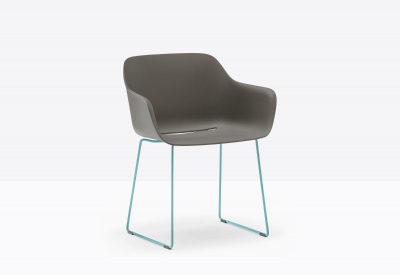 Кресло пластиковое на полозьях PEDRALI Babila XL RG сталь, переработанный полипропилен серый Фото 8