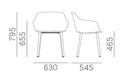 Кресло пластиковое PEDRALI Babila XL RG сталь, ясень, переработанный полипропилен серый Фото 2