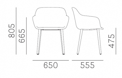 Кресло с обивкой PEDRALI Babila XL сталь, ясень, полипропилен, ткань, пенополиуретан Фото 2