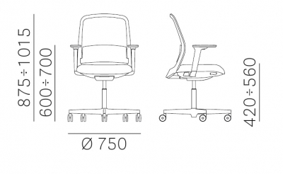 Кресло офисное на колесах PEDRALI Polar алюминий, нейлон, полипропилен, полиэстер, ткань Фото 2