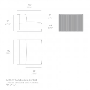Модуль центральный с подушкой Vondom Gatsby Basic полиэтилен, ткань Фото 2