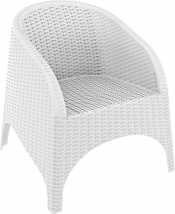 Кресло пластиковое плетеное Siesta Contract Aruba стеклопластик белый Фото 1